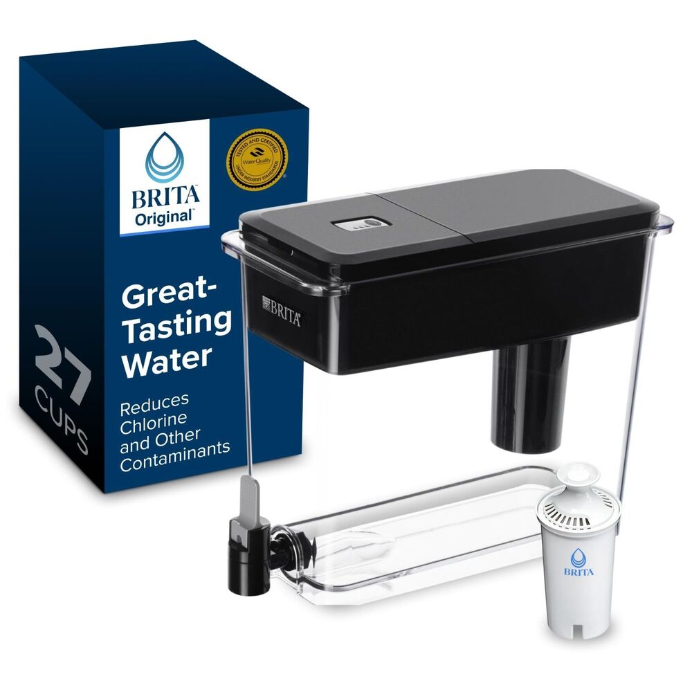 Brita X-Large 27 Cup Water Dispenser, Includes 1 Filter, Black